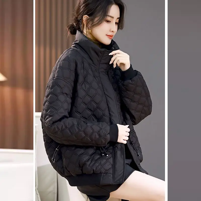 Autumn Winter Women Clothes Quilted Jacket Vintage Warm Parkas Coats Loose Design Coats Big Size Long Sleeve Zip Winter Jackets