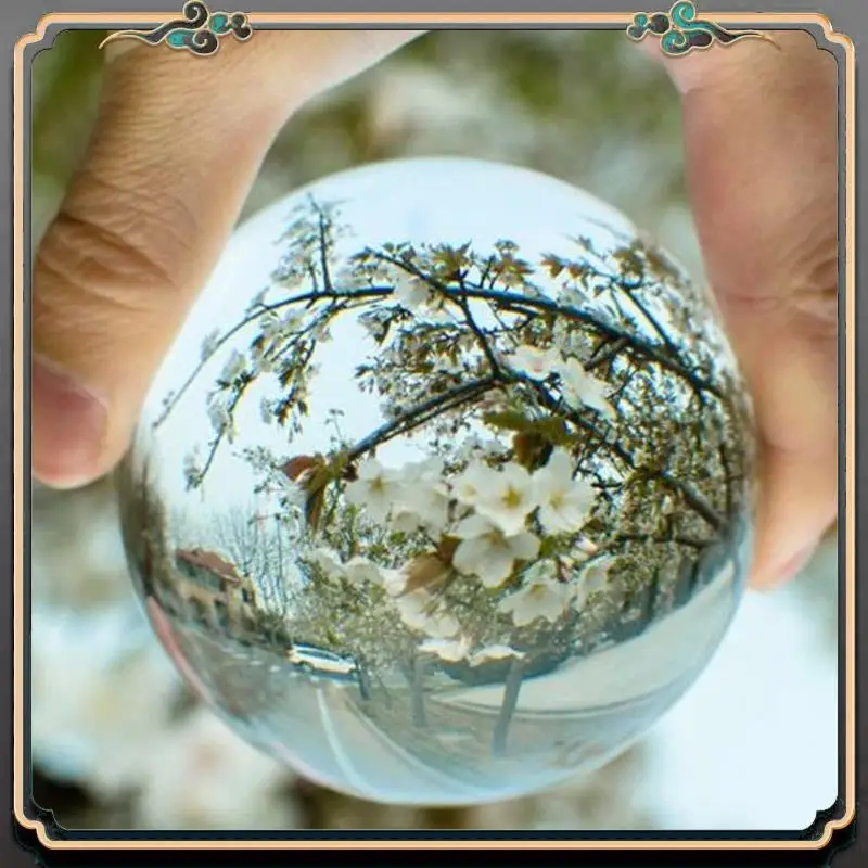 

ASMA-Transparent Color Glass Crystal Ball Healing Sphere Photography Props Ball Decor