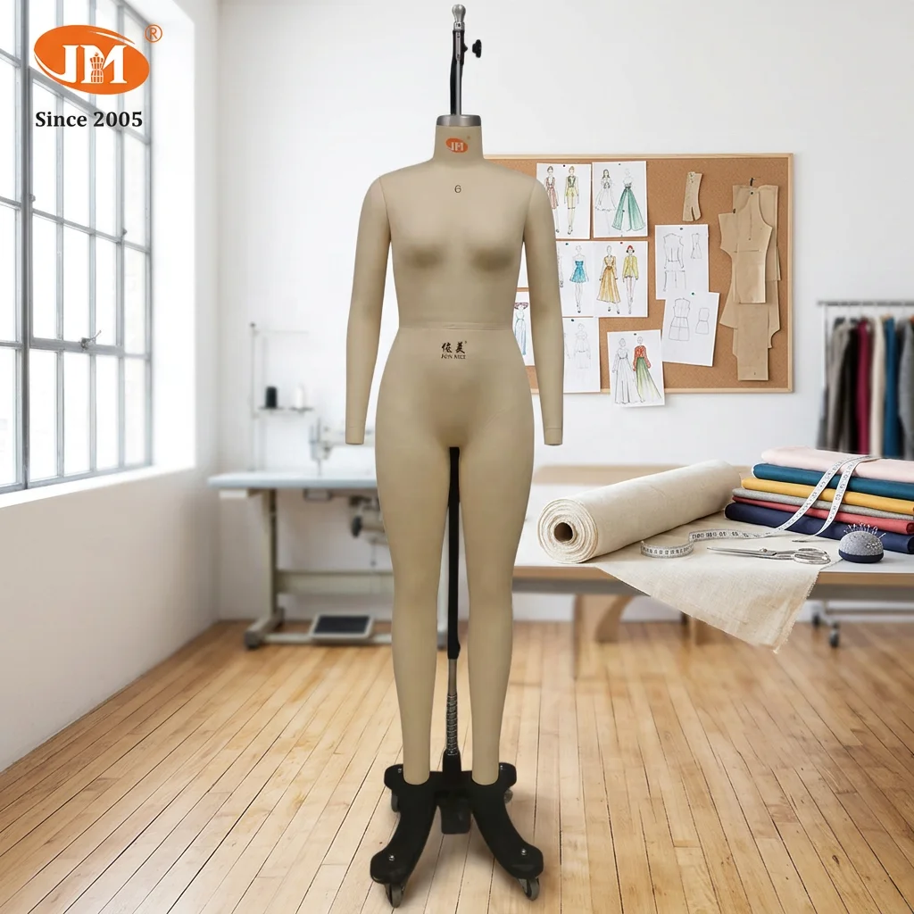 Headless Female Full-Body Fiberglass Manikin In US Size 6 With Adjustable Metal Stand For Sewing & Tailors