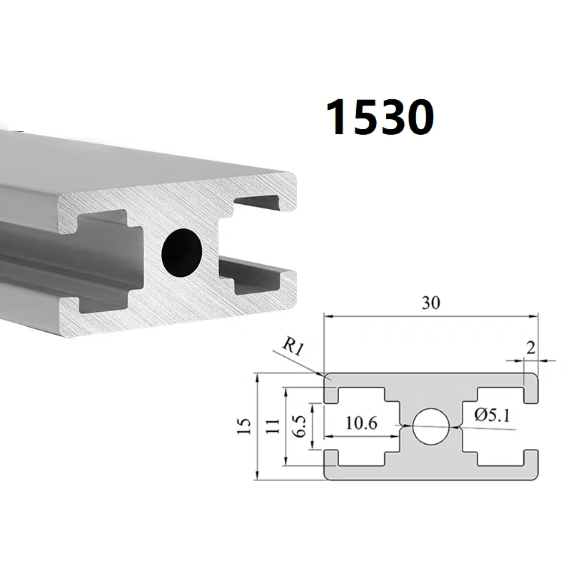 1PCS 1530 Aluminum Profile Anodized Extruded 100 150 200 250 300 350 400 450 500 550 600 700 800 900mm Length for CNC 3D Printer