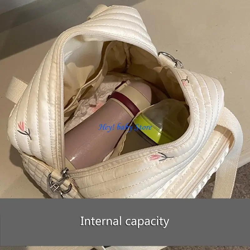 

Q1FE Nappy Bag Lovely Print Baby Diaper Bag with Exquisite Embroidery, Easy to Clean Infants Wipes Nappy Organiser