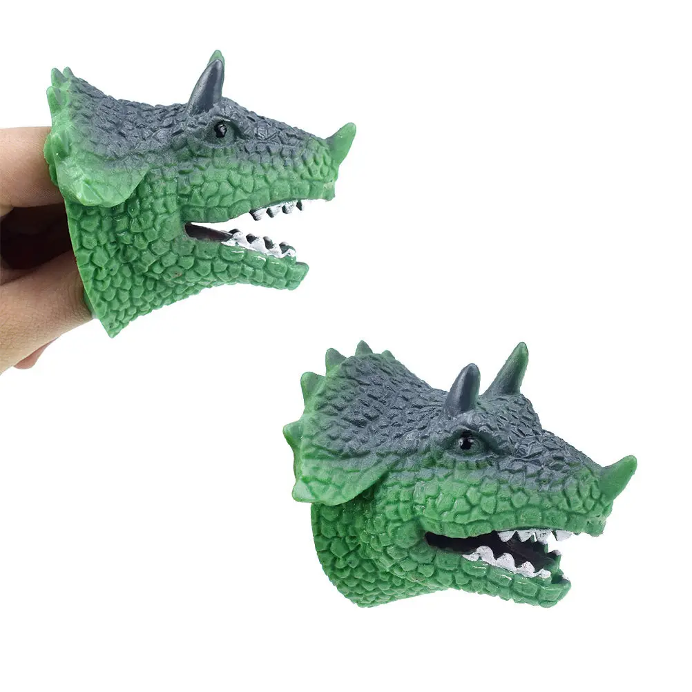 2Pcs Dinosaur Hand Puppet Tpr Plastic Vivid Colors Open Close Mouth for Kids Role Play Group Activity Creative Storytelling