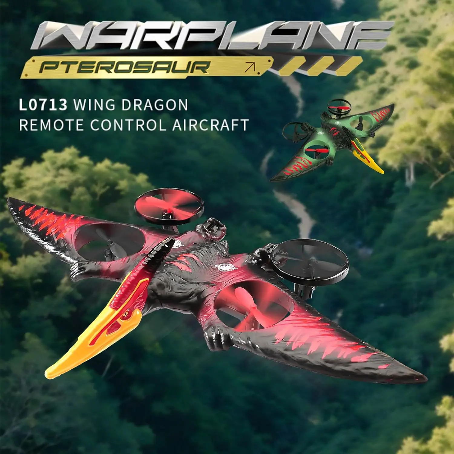 Pterodactyl dinosaurus speelgoed drone voor kinderen, draak afstandsbediening vliegtuig, vliegende speelgoed verjaardagscadeaus voor 8-12 jaar oude jongens