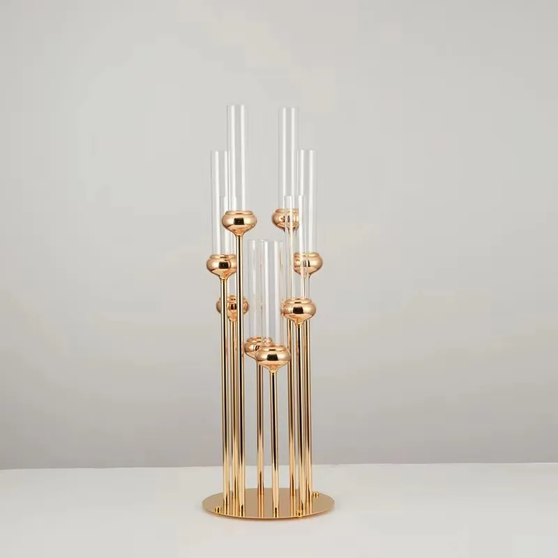 

Metal Candlesticks for Home Decoration, 8 Arms Candle Holders, Luxury Wedding Table Centerpiece, 91 cm Height, 5 PCs