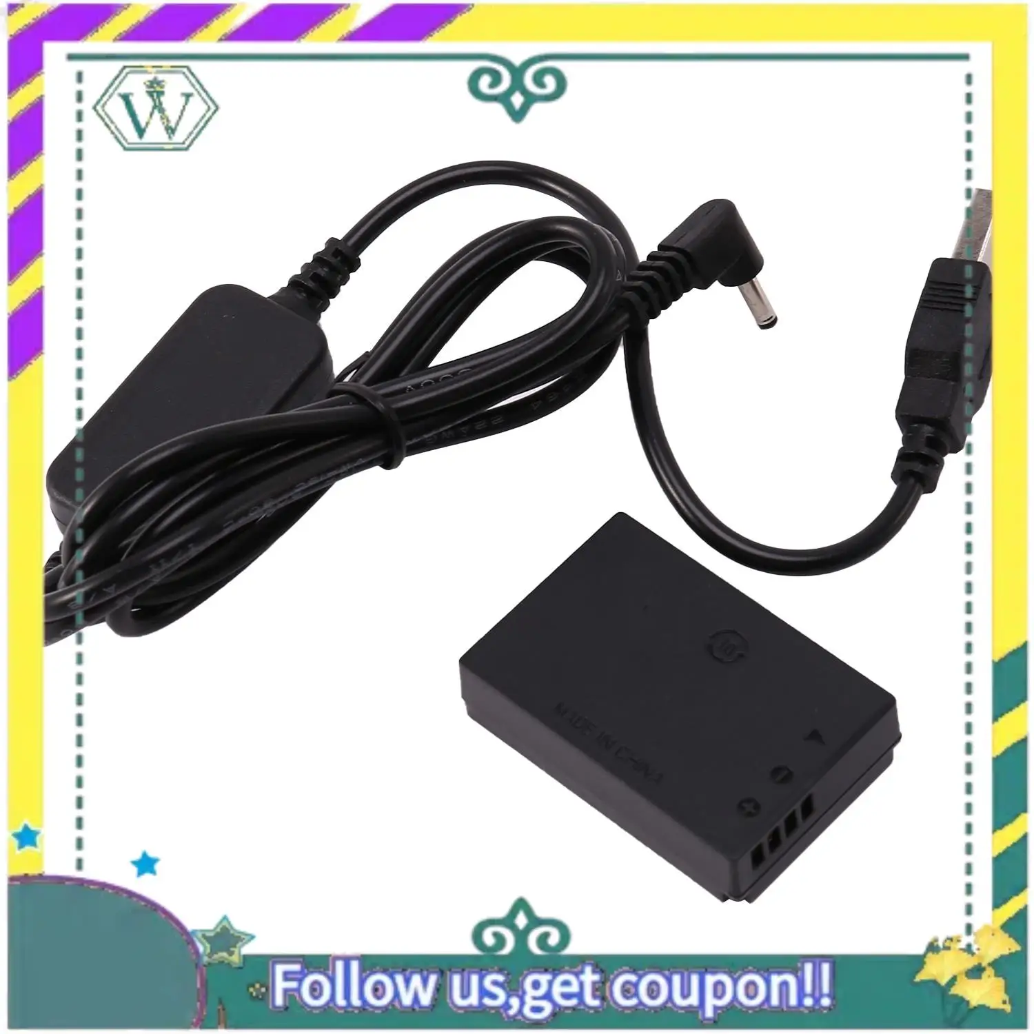 

NEW 5V 2A ACKE12 ACK-E12 USB Power Cord Adapter + LP-E12 DR-E12 DC Coupler For Canon EOS M M2 M10 M50 Digital Camera