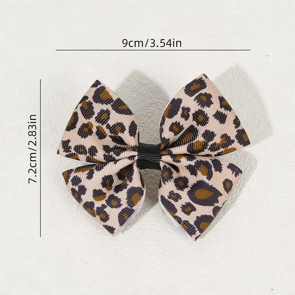 2PCS Ribbon Leopard Print Hair Bow Clip For Litter Girls Boutique Girls Hairpin Hairgrips Kids Hair Accessories New Headwear