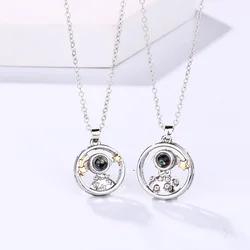 Fashion New Couple Necklace Simple and Versatile 100 Languages I Love You Projection Stone Necklace hot sale