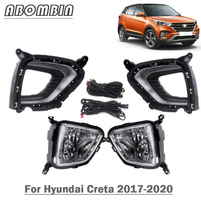 

Car Front Bumper LED Fog Lamp Daytime Running Light Set With Wiring Harness For Hyundai Creta 2017 2018 2019 2020