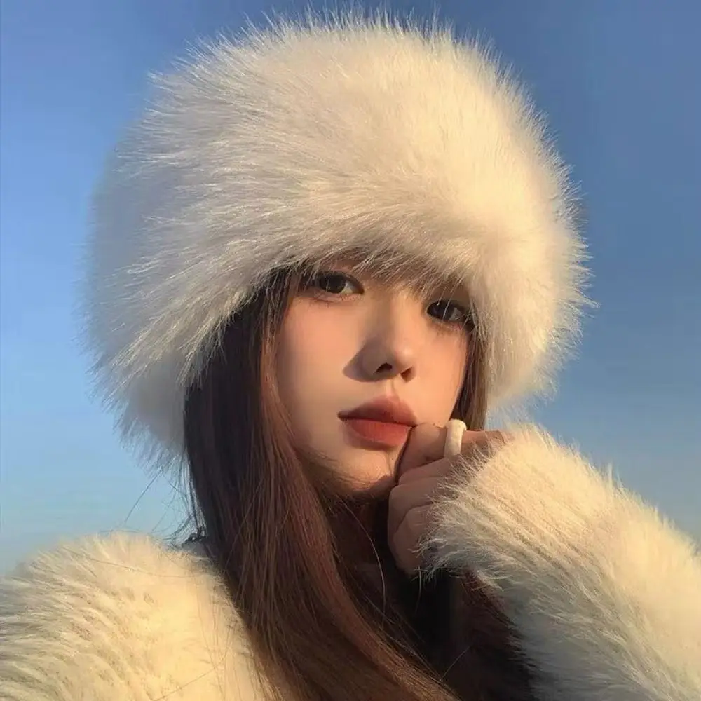 Mode namaakbont namaakbont hoofdband wollen hoed Koreaanse stijl lege top bontmuts All-match dikker warm bont Headwrap Outdoor