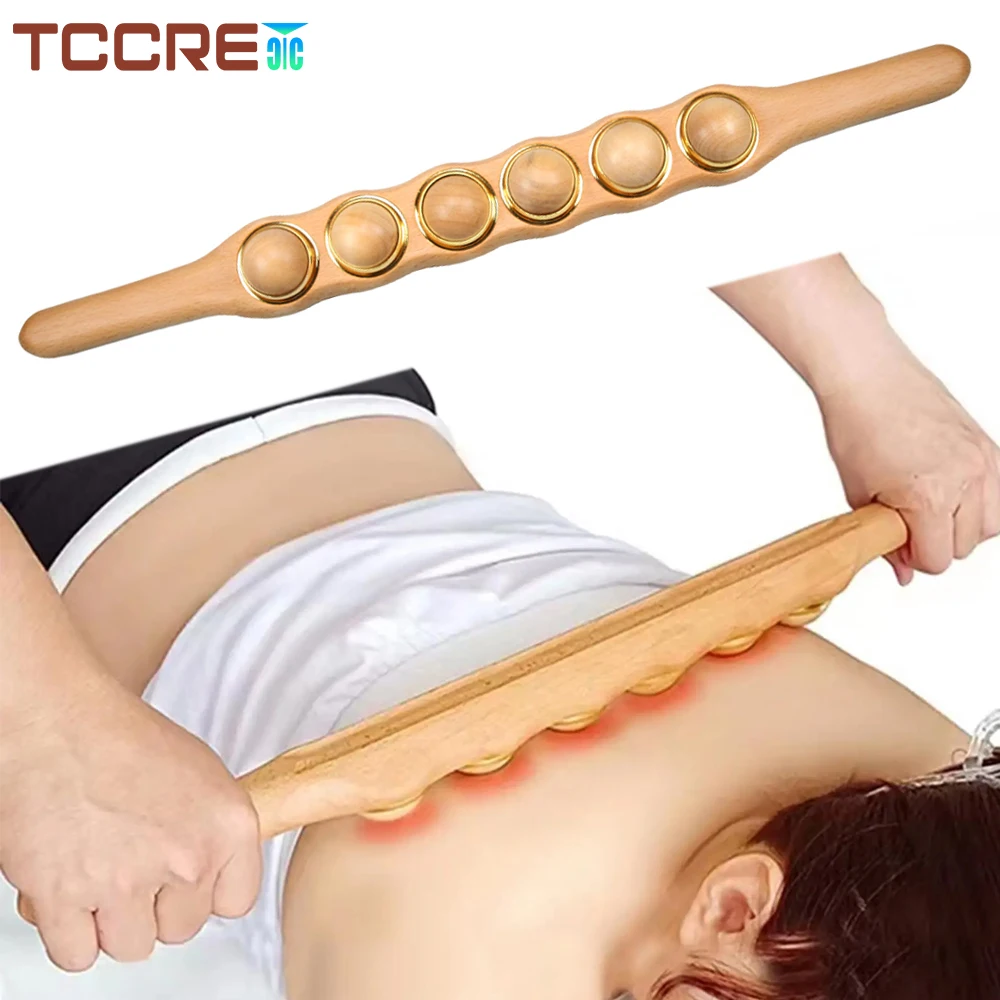 Handheld Wood Massage Stick Anticellulite Lymphatic Drainage Massager - Body Shaping, Neck Shoulder Waist Back Leg Massage Relax