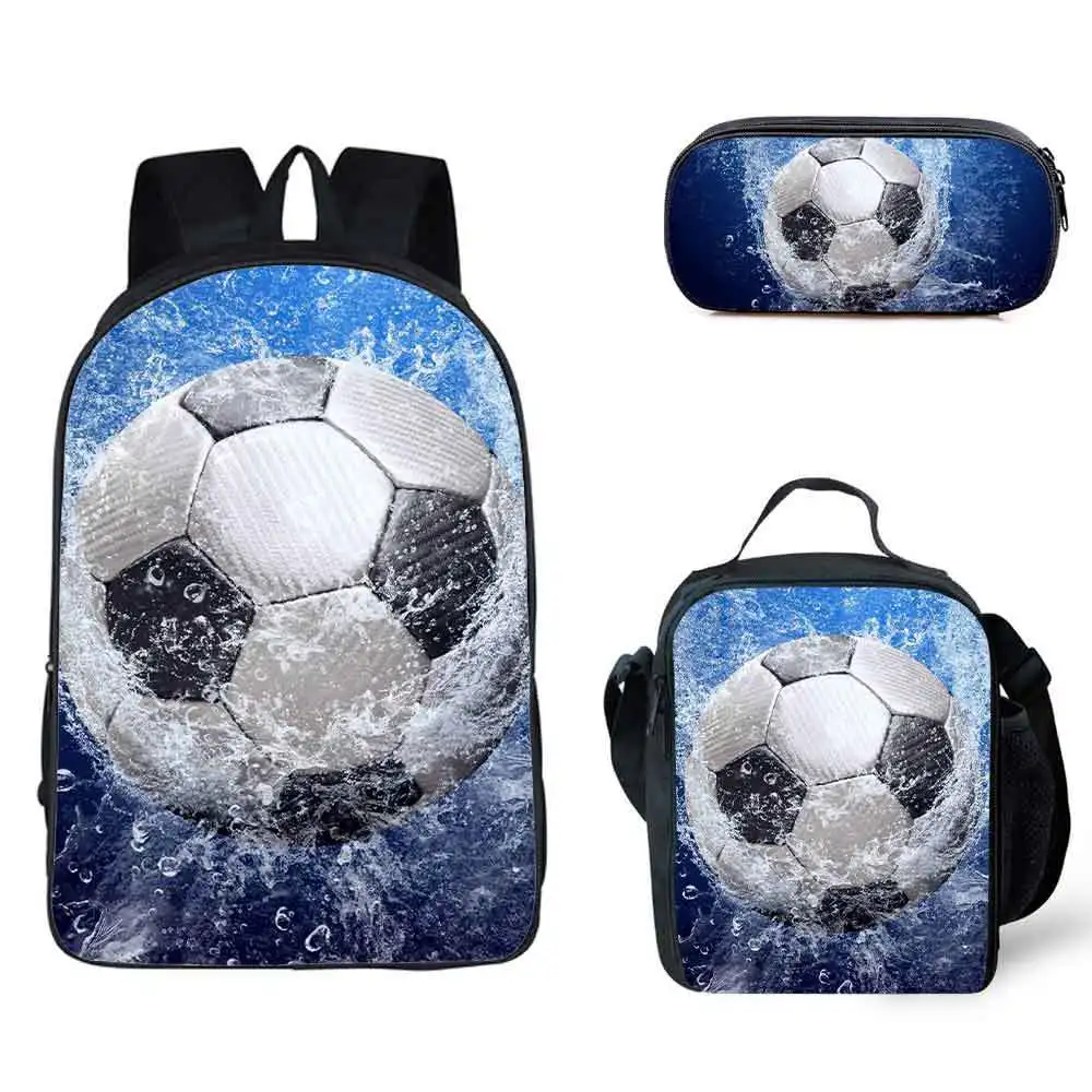 Classic Popular New Ice and fire Foot Ball 3D Print 3pcs/Set Student School Bags Laptop Daypack Backpack Lunch bag Pencil Case