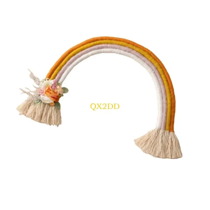 QX2D Newborn Photography Props Rainbow Wall Decoration Handmade Rainbows Photo Props Ornament Rainbow Baby Photoshoot Props