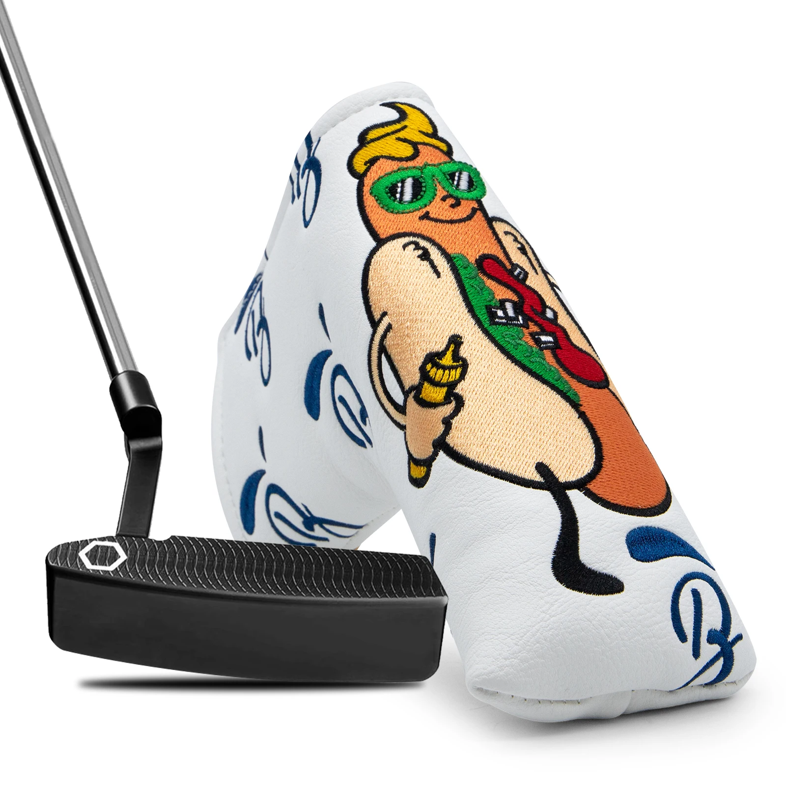 Hot Dog Design White High Quality Golf Club Head Covers set Golf Fariway Wood Covers Hybrid Head Covers  3 5 U Wood Headcover