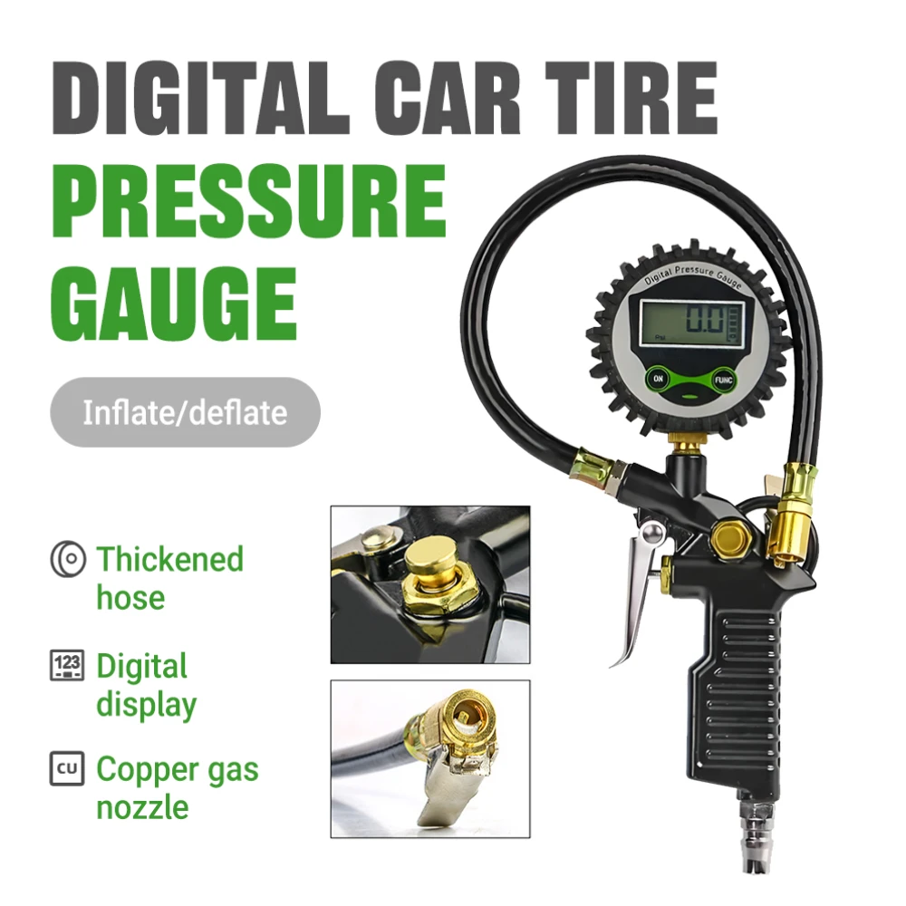 Digital Tire Pressure Gauge with LCD Backlight Display 0-220PSI Range - High Precision Inflation Tool for Car Motorcycle SUV