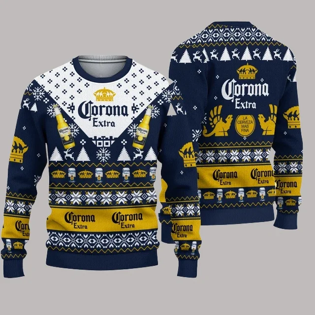 25/26 كورونا البيرة سترة قبيحة كورونا عيد الميلاد سعيد البيرة شرب هدية الكريسماس الرجال والنساء حجم كبير سترة عصرية