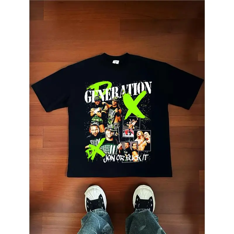

2025 new D Generation X Degenerate Era DX American do old street cotton wrestling WWE long short sleeve T-shirt trend