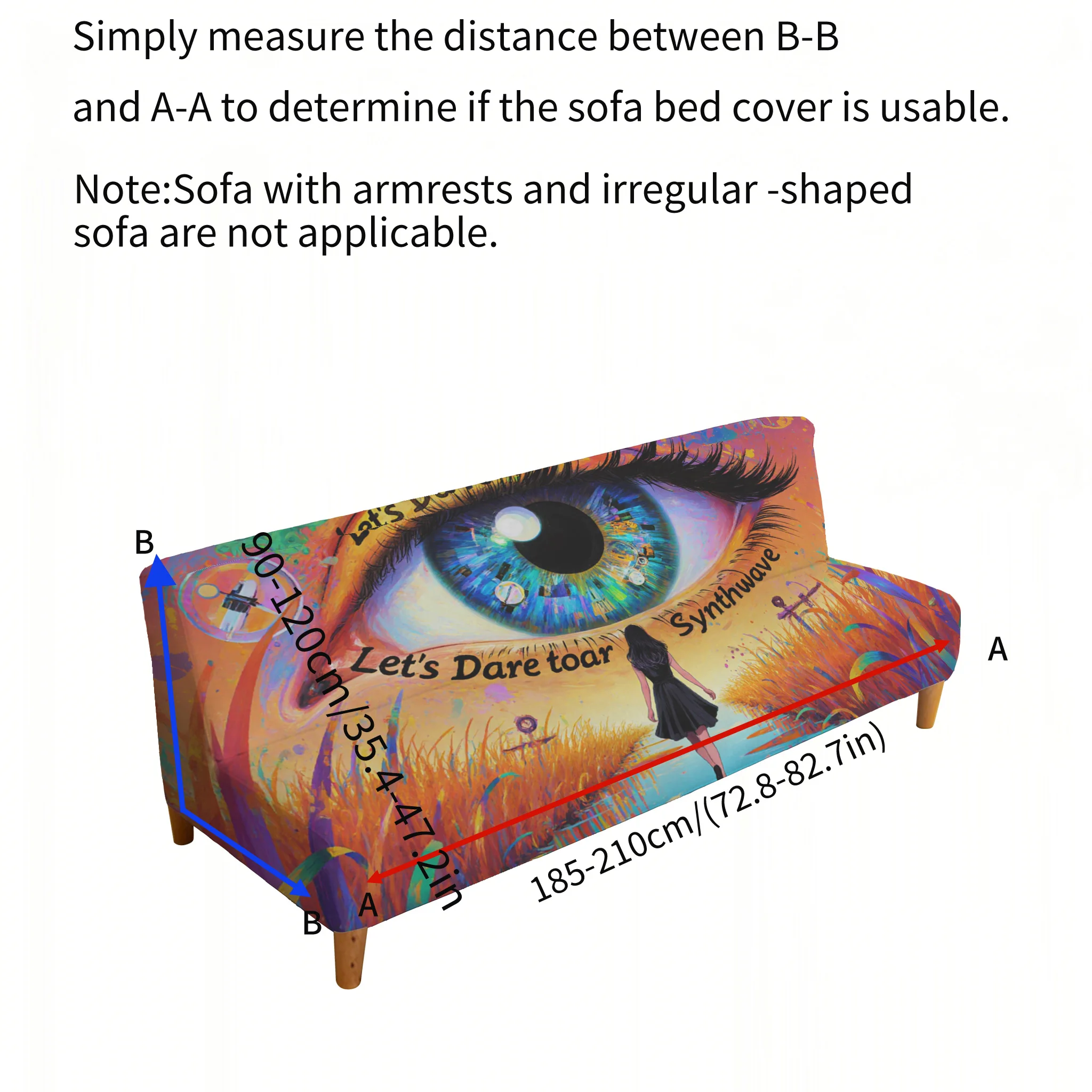 All-inclusive elastic sofa bed cover, trendy cool colorful eye sofa bed cover, easy installation, machine washable