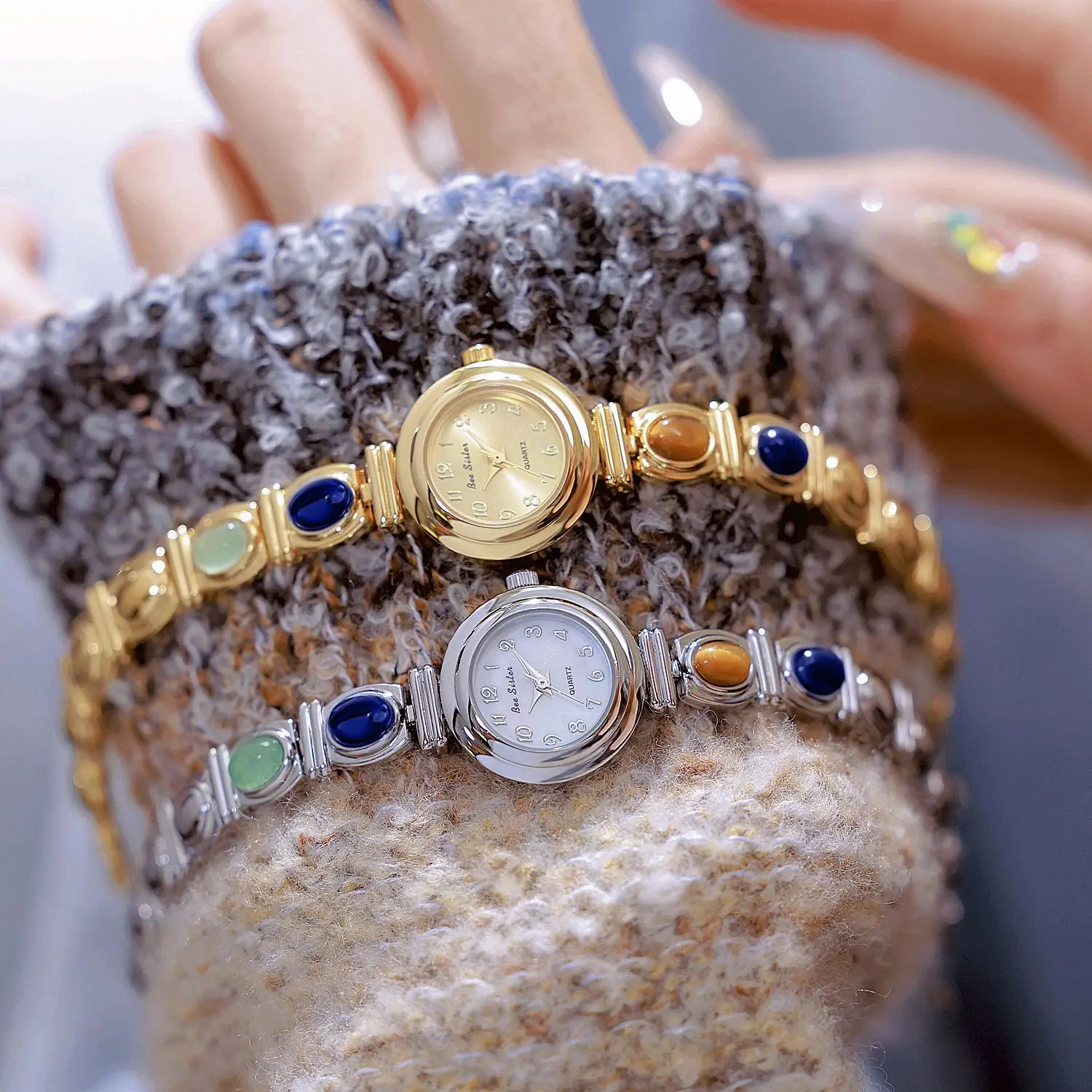 سوار ذهب اللازورد الطبيعي المحظوظ للعام الجديد، ساعة نسائية فاخرة وعالية الجودة، ساعة يد كوارتز أنيقة