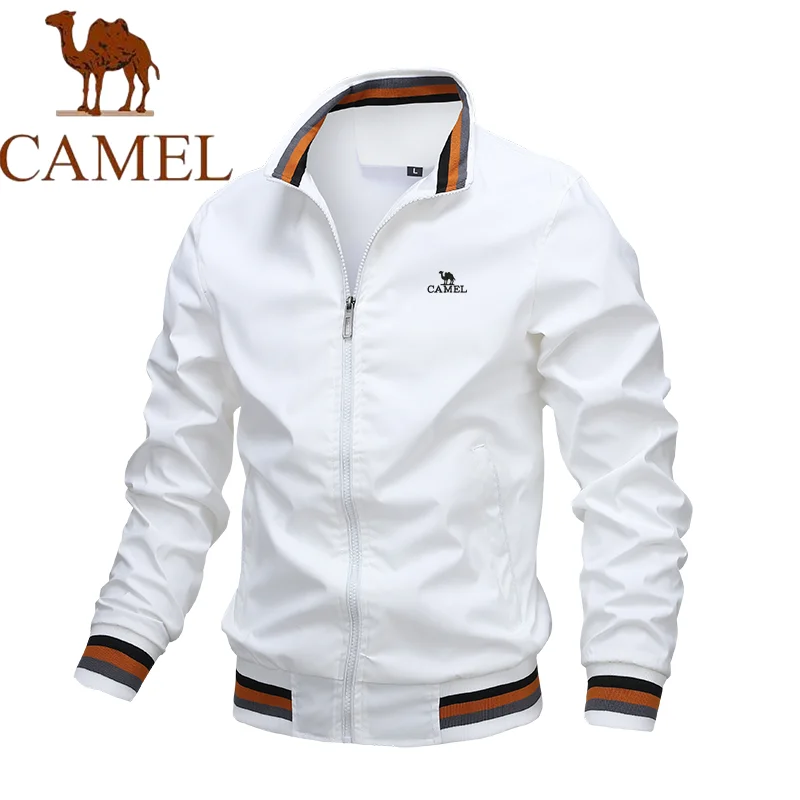 

CAMEL Embroidered Jacket Solid Color Fashion Men's Casual Collar Jacket Inner Bag Spring and Autumn Baseball Jacket M-4XL