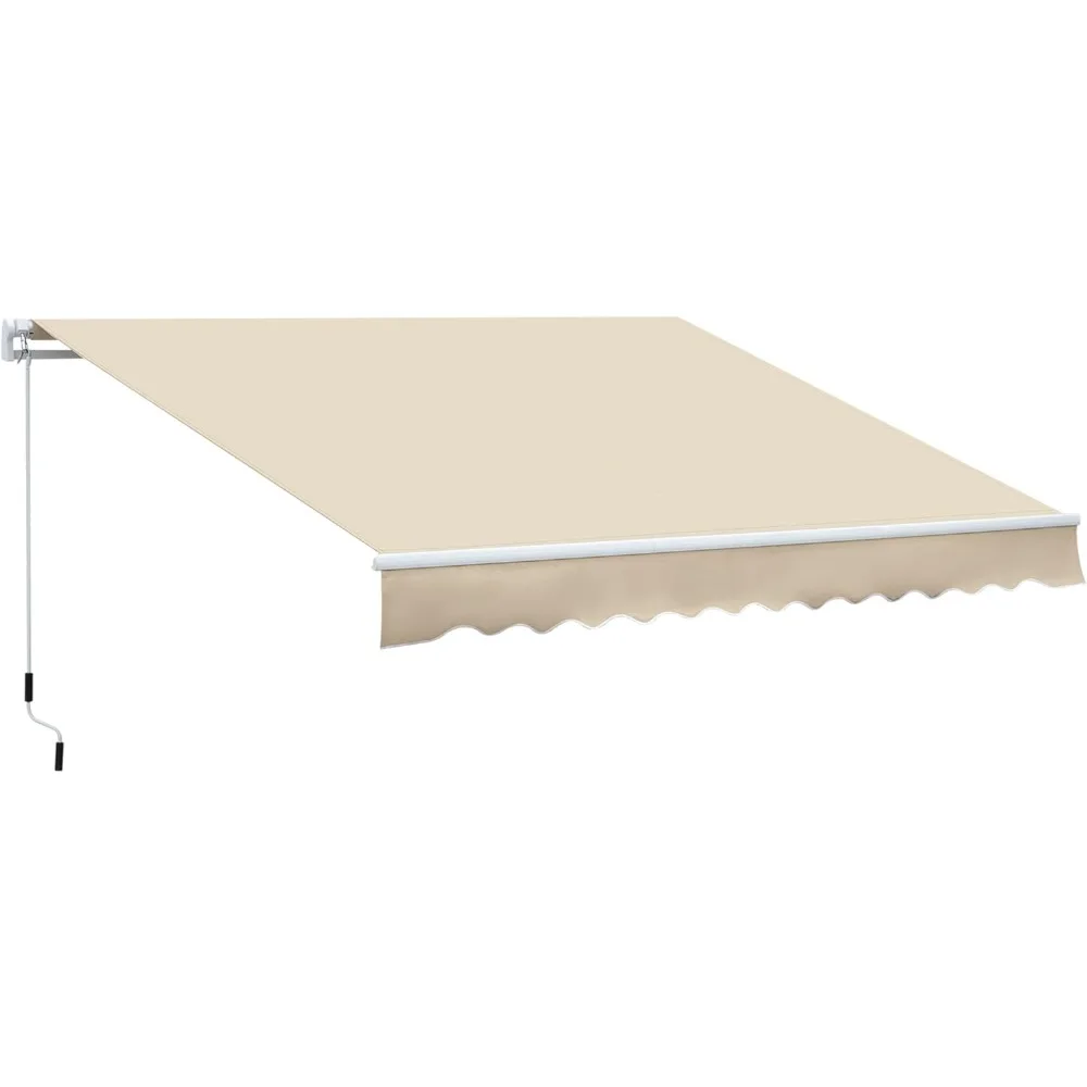

12' x 8' Retractable Awning Patio Awnings Sun Shade Shelter with Manual Crank Handle, 280g/m² UV & Water-Resistant Fabric and A