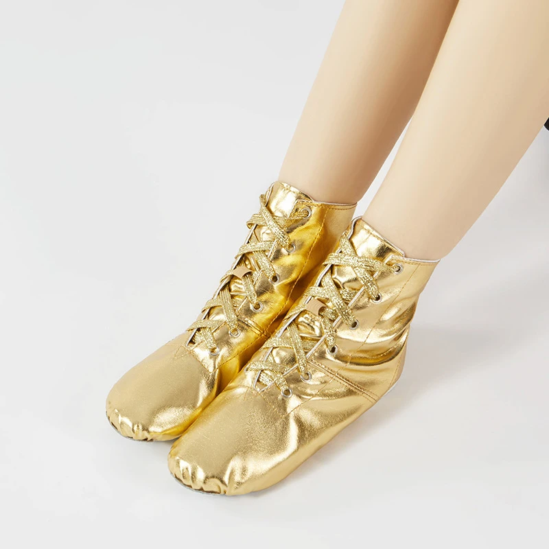 Gold Silver High-Top Jazz Dance Boots Women Leather Teacher's Training Dance shoes Children Women Men Dancing Shoes