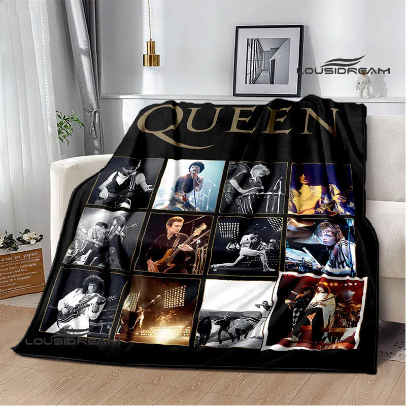 Queen band Print Blanket Picnic Blanket Flannel Soft Cozy Home Travel Blanket Thin Blanket Bed Blanket Birthday Gift