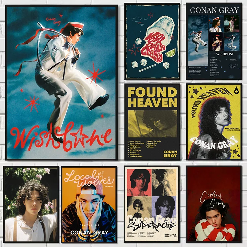 Pop Singer Conan Gray Wishbone/Found Heaven New Music Album Aesthetic Poster Canvas Painting Wall Pictures Home Decor Fans Gift
