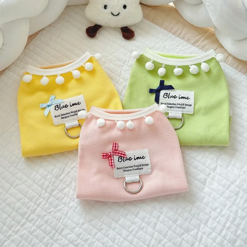 

Cute Pet Spring and Autumn Base Shirt Dog Half High Collar Cat Home T-shirt Compared To Bear Teddy Schnauzer Small Dog Hoodie