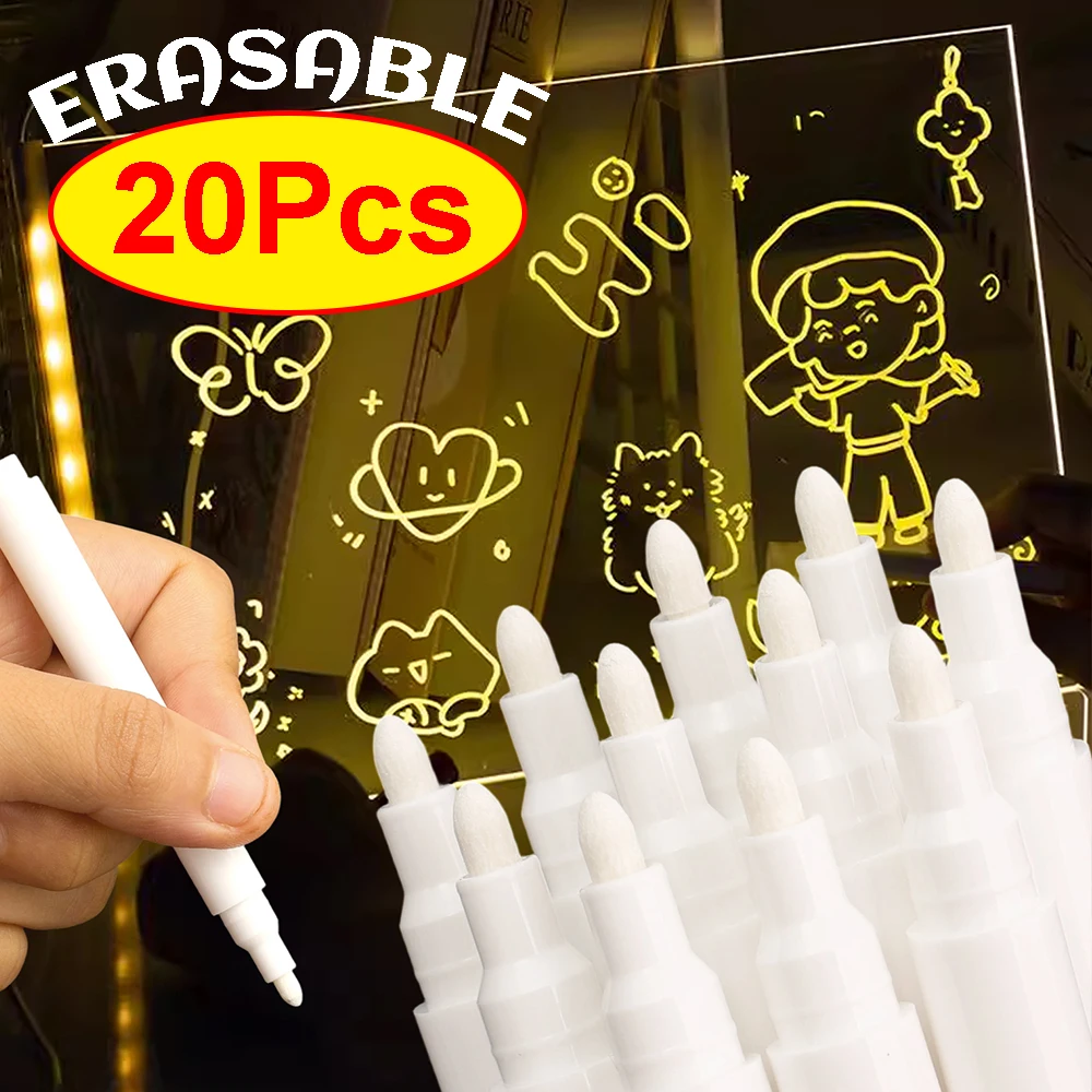

5-20Pcs Quick-drying Waterproof Painting Pen White Hard Soft Nibs Marker Pens DIY Erasable Highlighter Pencil Student Stationery