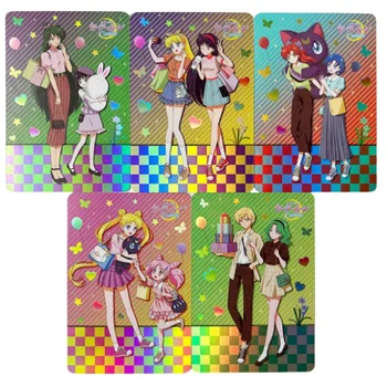 5 Sheets Sailor Moon Flash Card Tsukino Usagi Aino Minako Chibiusa Diy Fashion Series Action Toy Figures Anime Game Collection