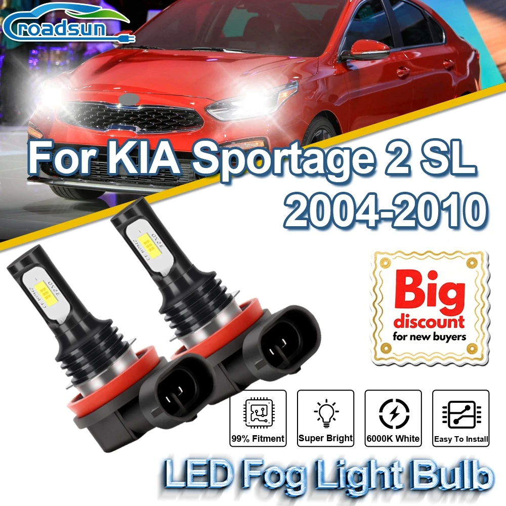 

ROADSUN для KIA Sportage 2 SL 2004 2005 2006 2007 2008 2009 2010 2 шт. Canbus светодиодные противотуманные фары ампулы Plug and Play противотуманные фары
