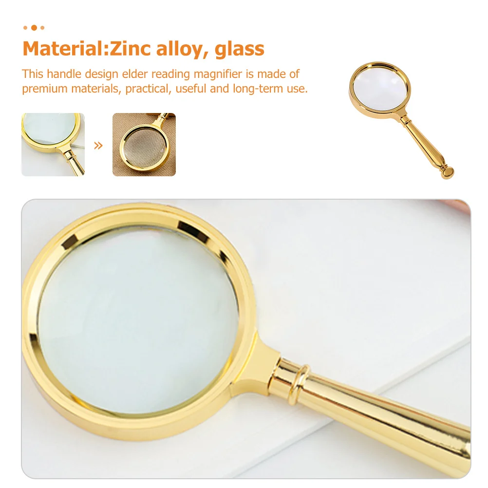 

Retro Style Handle Design Magnifier Lightweight Handheld Reading Tool Portable for Jewelry Photo Prop Vintage Magnifying Glass