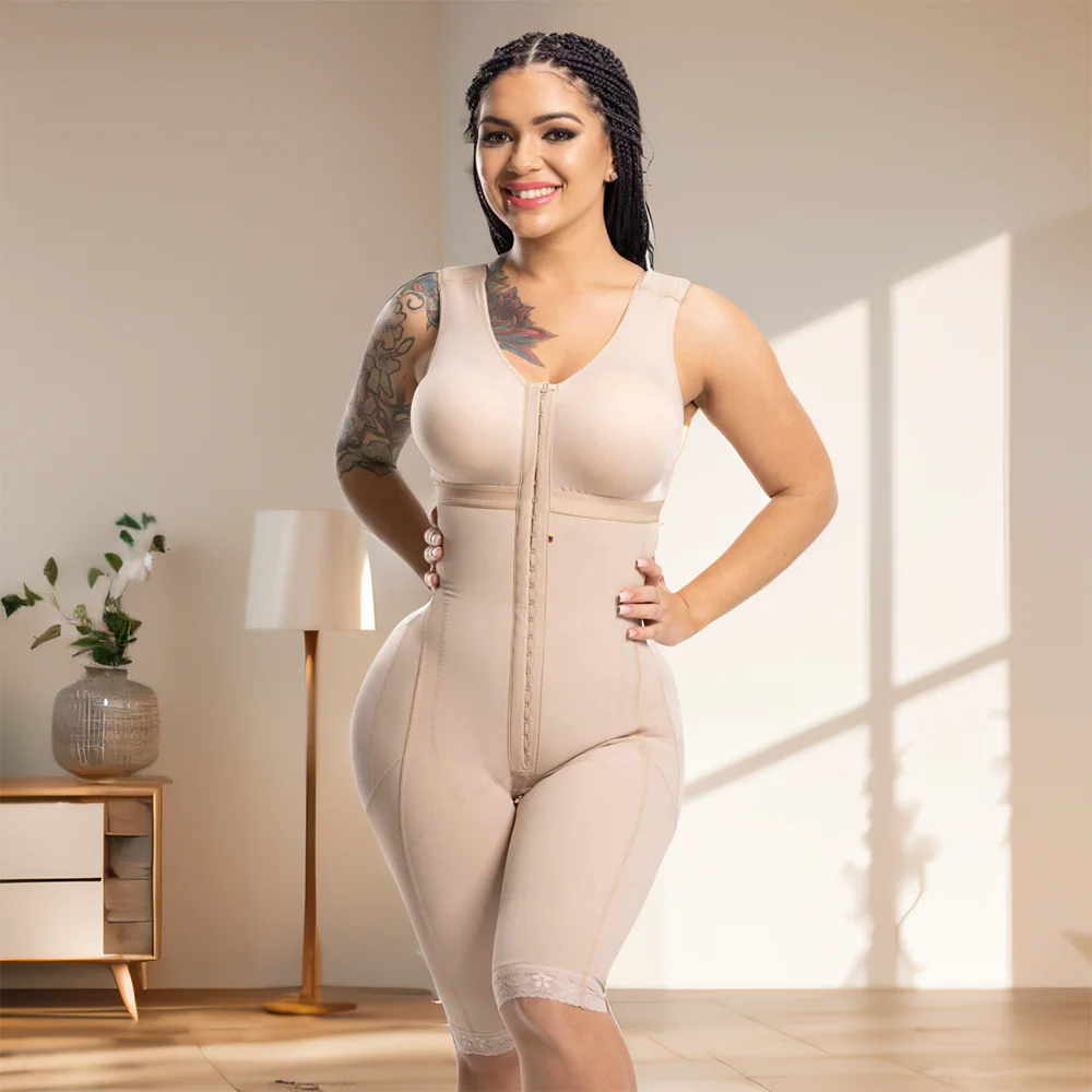 

Women's Full Body Shaper Colombian Postpartum Reducers Corset High Compression Girdle Slimming Sheath Fajas Knee Length Pants