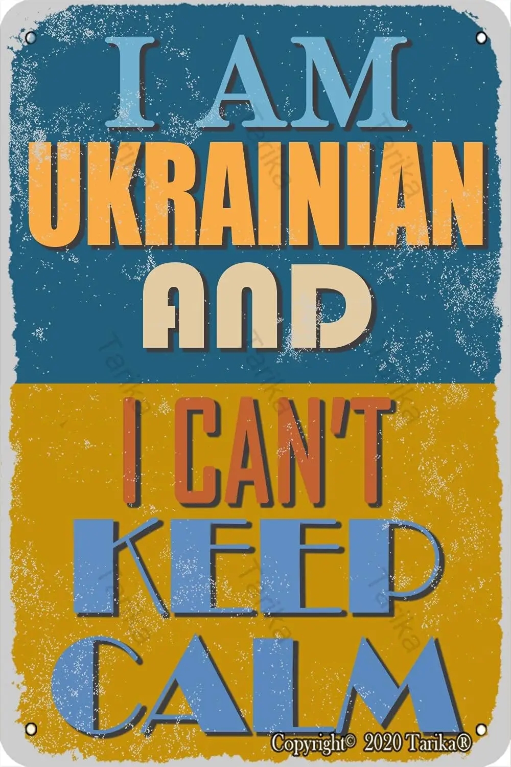 BIGYAK I Am Ukrainian and I Can't Keep Calm 20X30 cm Vintage Look Iron Decoration Poster Sign for Home Kitchen Bathroom Farm