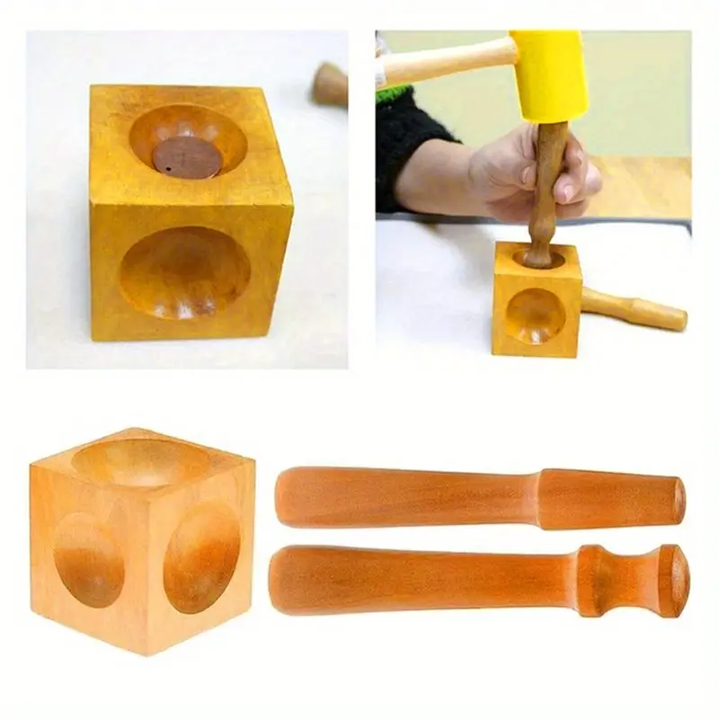 ABVC Jewelry Dapping Making Tool Set Square Tool Bench Block Doming Punch Block Jewelry Accessories Process Tool