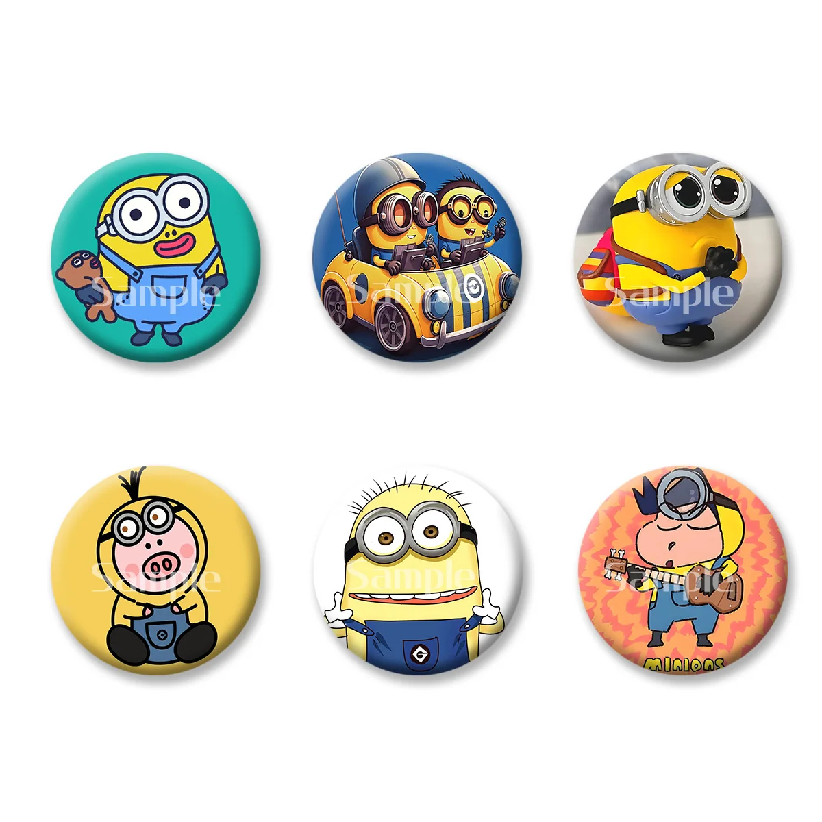 

Despicable Me Minions Medal Flash Badge Keychains Makeup Mirror Fridge Magnet ACG Goods Anime Cartoon Peripherals Birthday Gift