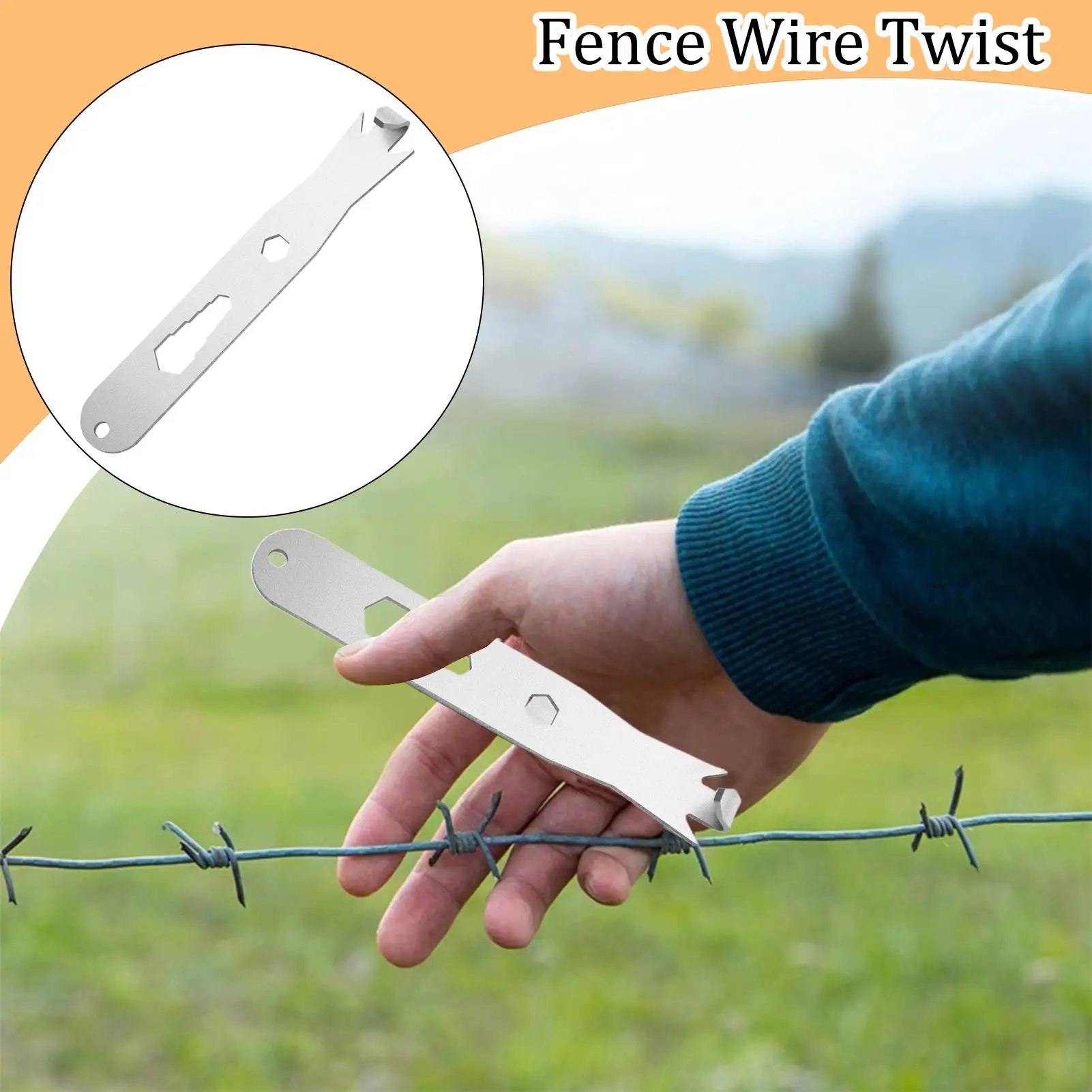 Stainless Steel Cable Fixing Tensioner Fence Wire Twister Multi-Functional Wire Twisting Fencing Tool with Hexagonal Holes