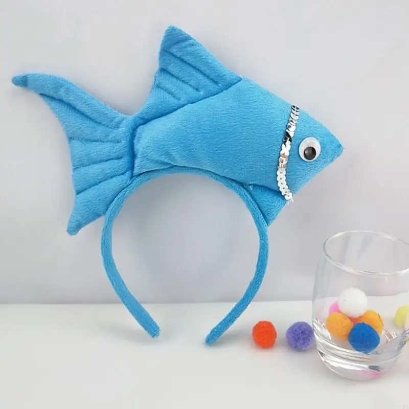 

Creatively Party Hairband Cartoon Stuffed Fish Hair Hoop for Adult Kids 6XDA