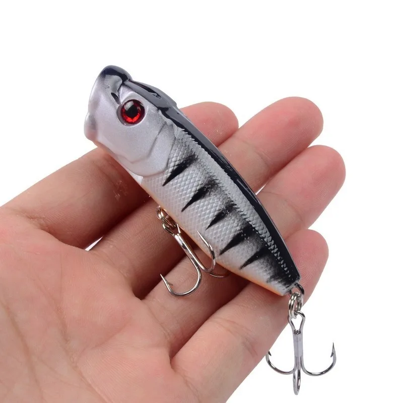 Hard Plastic Fishing Lures, Topwater Popper Bait, Artificial Wobblers, Fishing Tackle, 6 Color, 6 # Hooks, 6 #, Hot, 1Pc