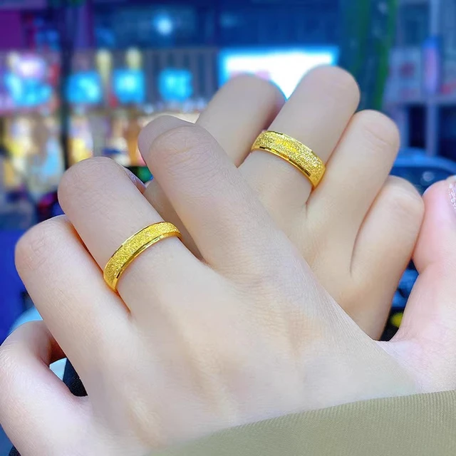 Extra Large Size 13 Female Male Couple Ring Ancient Method Simple Frosted  Cold Pair Ring Real Gold 24K Gold-plated Does Not Fade - AliExpress