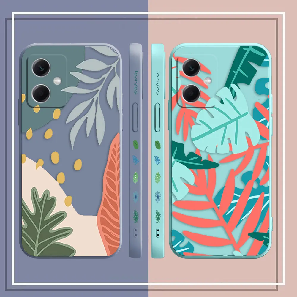 Leaves Patchwork Color Case For Redmi Note 12 11 11T 11R 11E 11S 10 9 9S 8 7 7S PRO PLUS 4G 5G Colour Liquid Case Funda Shell