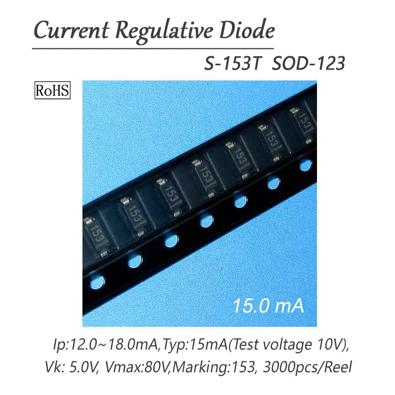 5PCS CRD Diode S-153T 15.0mA SMD SOD-123 Current Regulative Diode New It can be applied to LED power supply and sensors