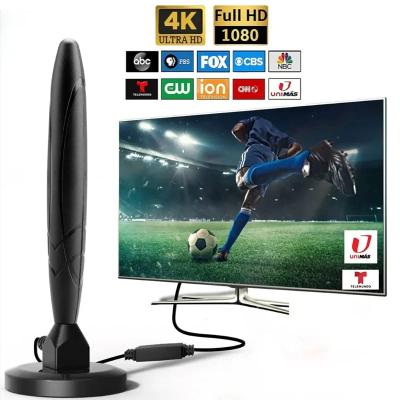 屋内デジタル HD TV アンテナ 350 マイル長距離信号ブースター 4K 1080P アンプ フリービュー ATSC/DVB-T/ISDB