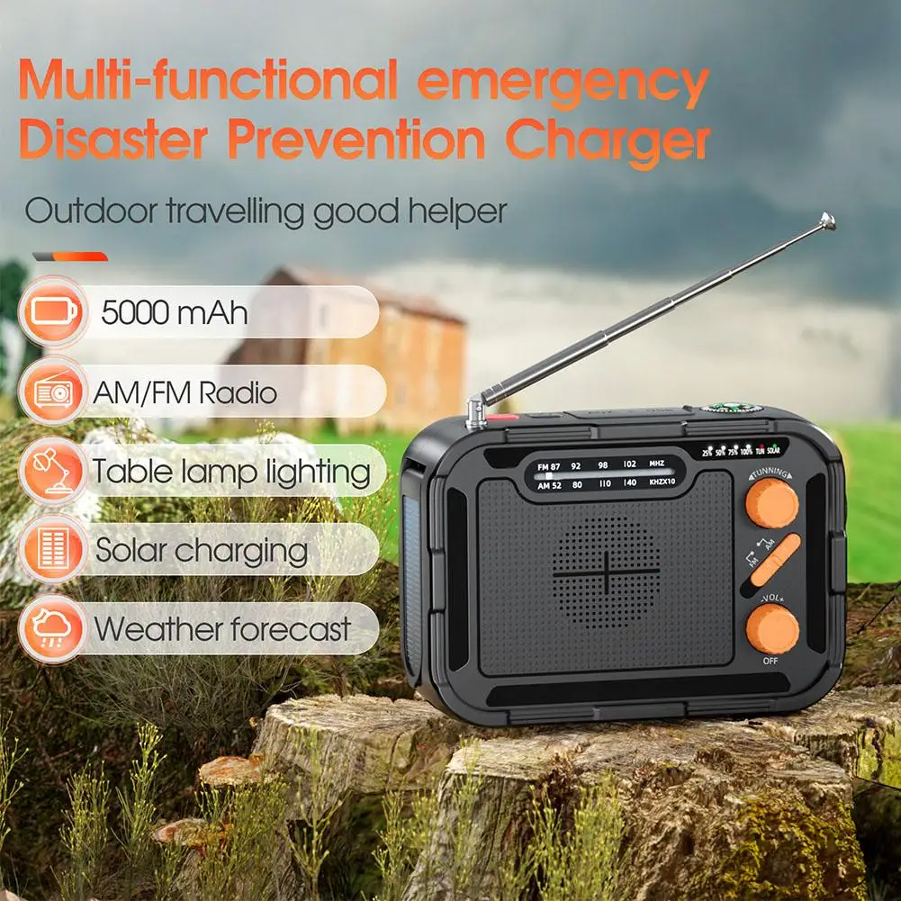 

Outdoor Hand Crank Power Generation Solar 5000 Mah Radio Multifunctional Charging Treasure Solar Tools Compact Portable Out Z6b6