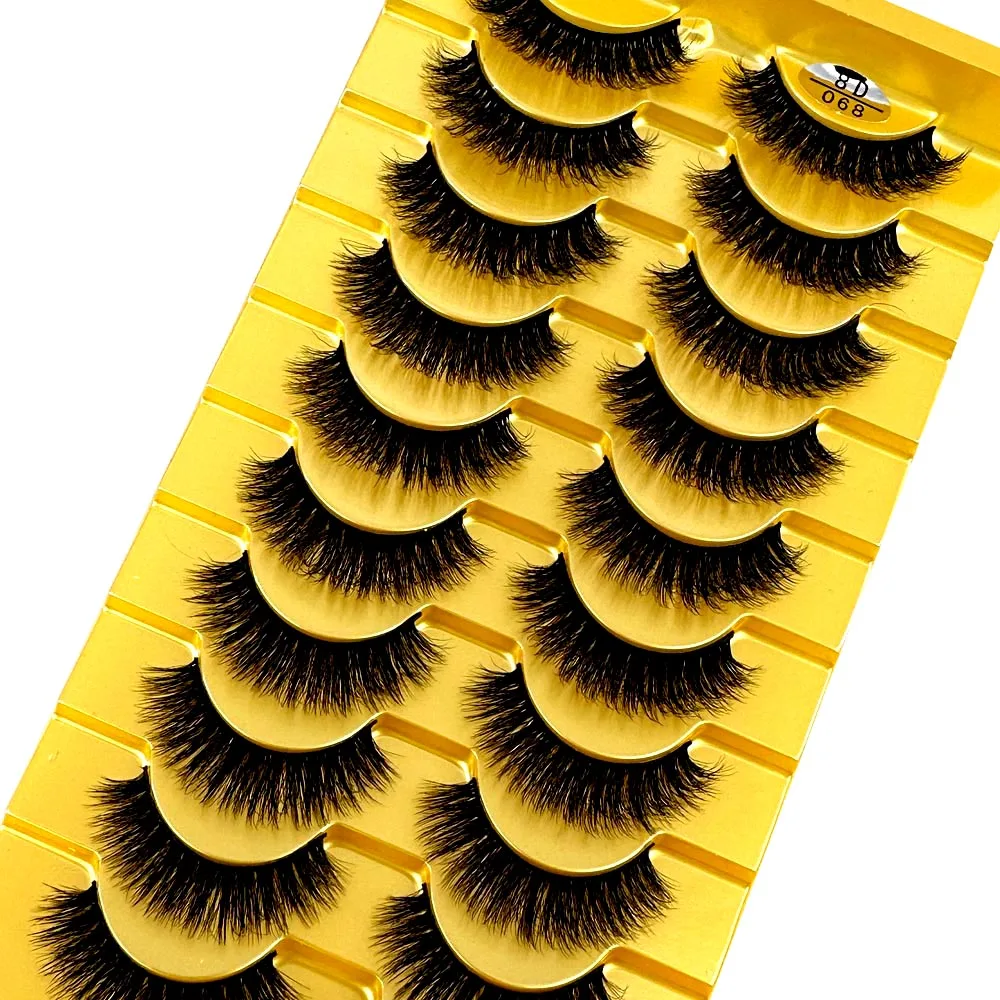 NEW3d Mink Lashes 10 Pairs Natural False Eyelashes Fake Lashes Long Makeup  Extension Eyelash Mink Eyelashes for Beauty CMJ8D-04