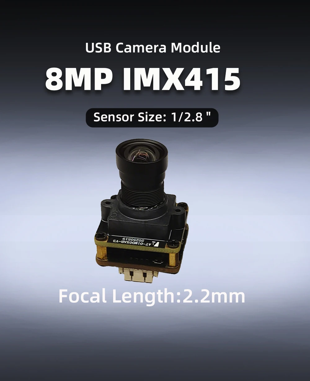 8MP IMX415 4K USB-Kameramodul 30fps mit 2,2mm Festfokus-Objektiv Weitwinkel 114° ° Industrielle USB-Webcam UVC Videoüberwachung – Detail 1