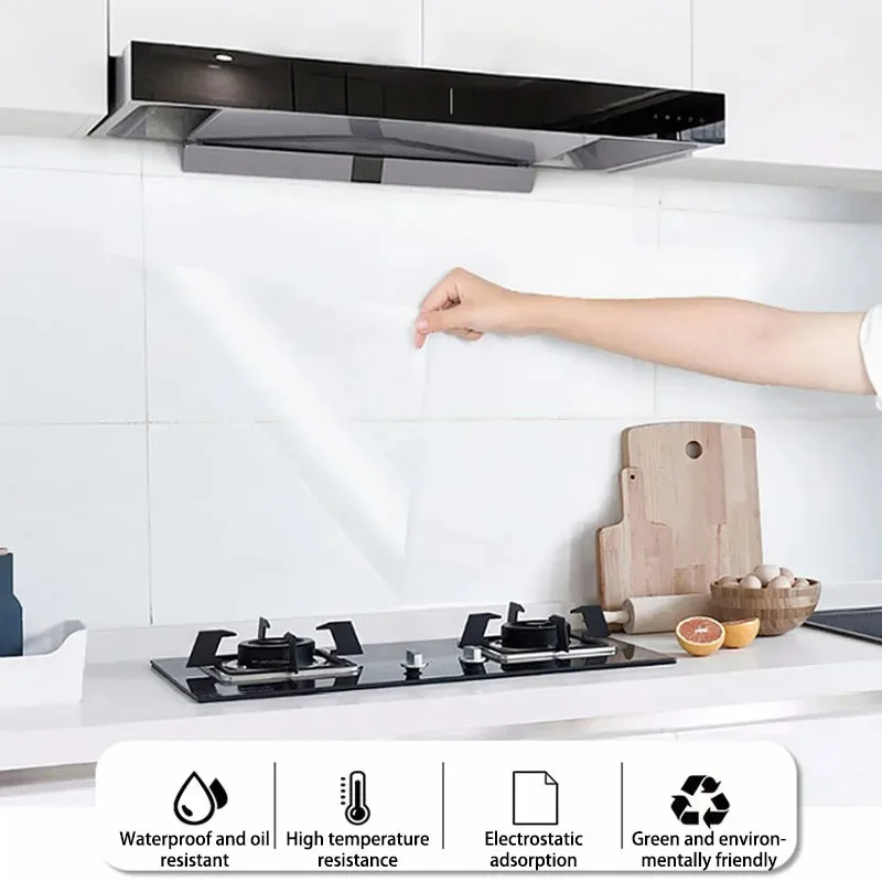 Película electrostática adhesiva para pared, papel tapiz para cocina, prevención de la contaminación del aceite, papel tapiz adhesivo transparente para pelar y pegar