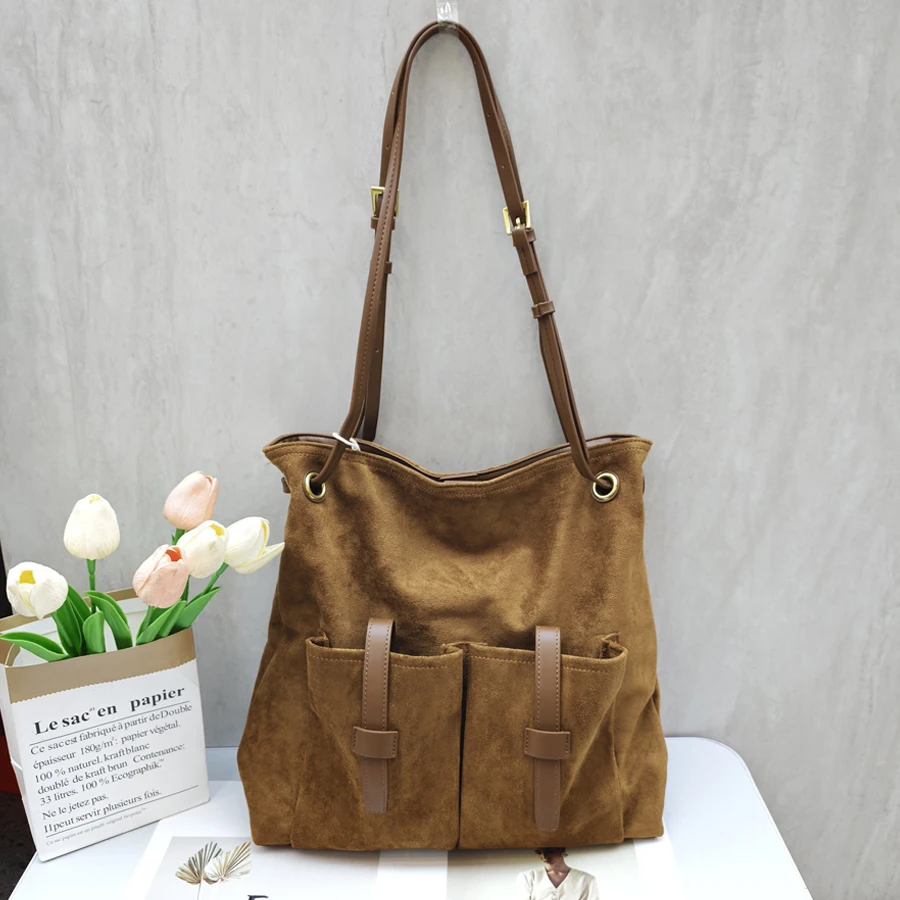 Faux Suede Frosted Moto & Biker Bags For Women Luxury Designer Handbag Purse New In Vintage Simple Commuting Underarm Shoulder