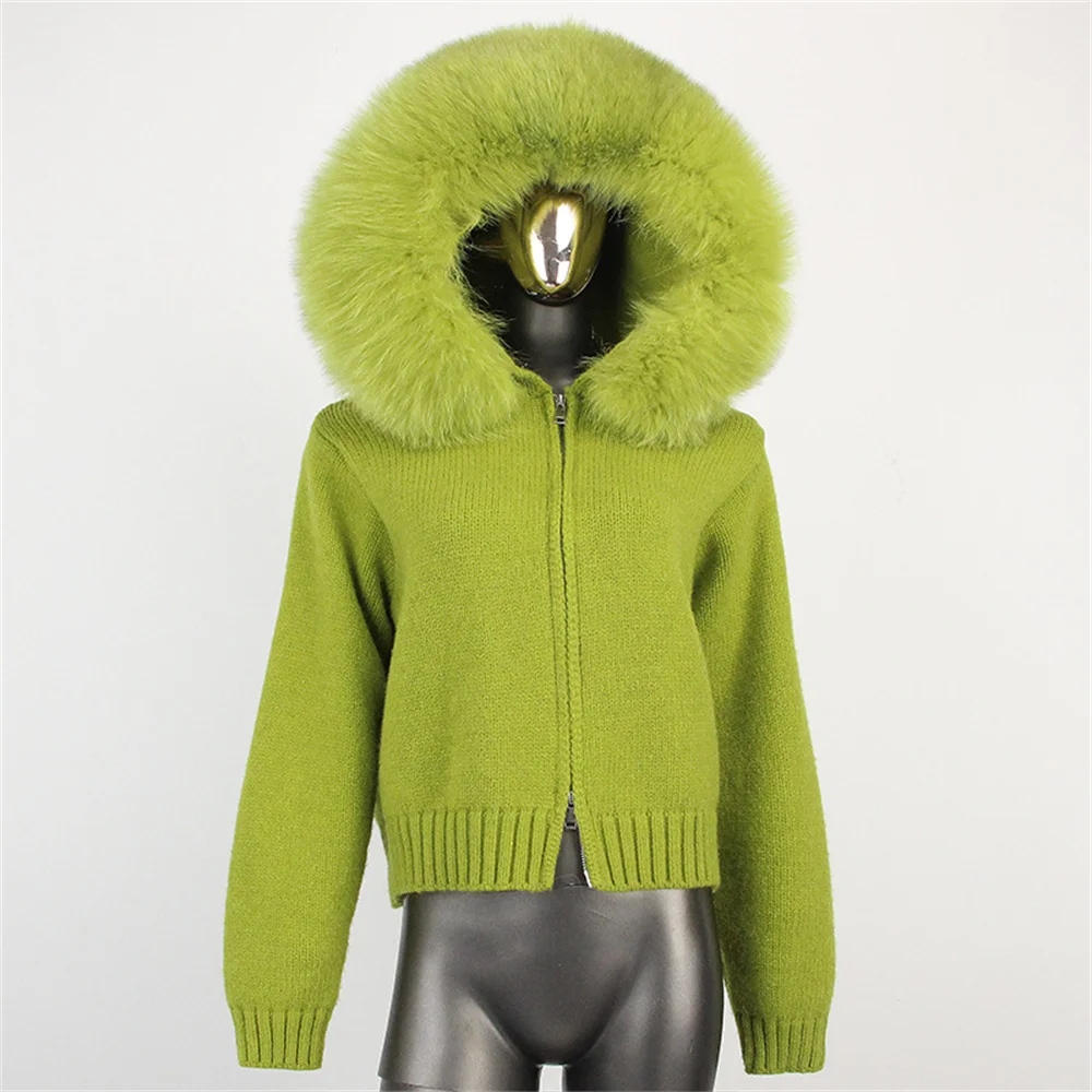 Veste tricotée avec col en fourrure pour femme, Corset extensible, pull, manteau y2k, nouvelle mode, manteau de noël de haute qualité, soutien-gorge, automne 2025