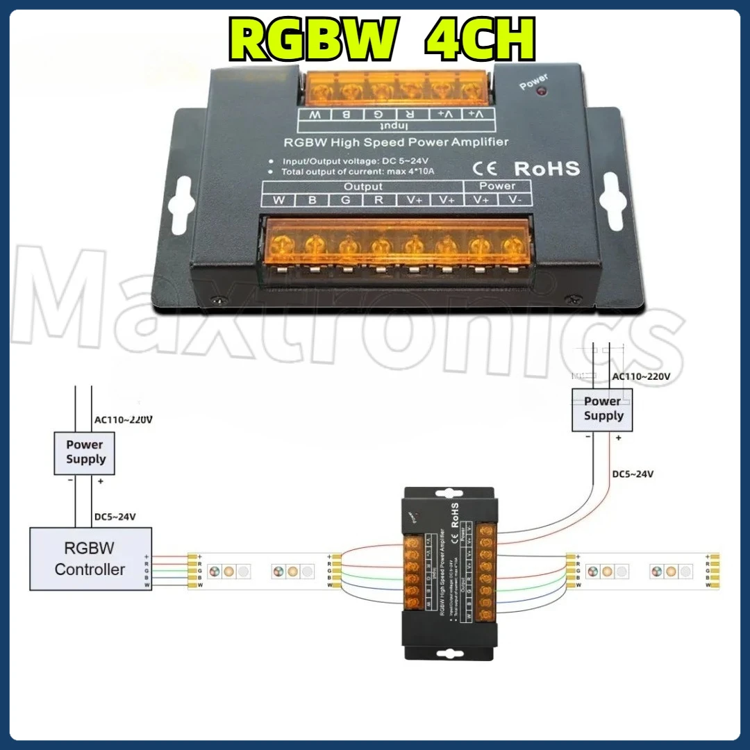 Горячий высокоскоростной светодиодный контроллер усилителя мощности RGBCW/RGBCW 4/5 каналов для FCOB 3528 5050 DIM CCT RGB RGB светодиодная лента DC5-24V